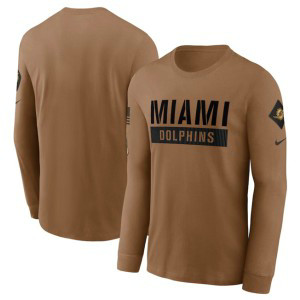 NFL Dolphins 2023 Brown Salute To Service Long Sleeve T-Shirt