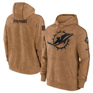 NFL Dolphins 2023 Brown Salute to Service Pullover Hoodie
