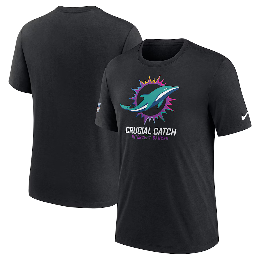 NFL Dolphins Charcoal 2024 Crucial Catch Performance T-Shirt