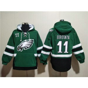 NFL Eagles 11 A.J. Brown Green Ageless Must-Have Lace-Up Pullover Hoodie