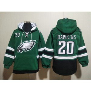 NFL Eagles 20 Brian Dawkins Green Ageless Must-Have Lace-Up Pullover Hoodie