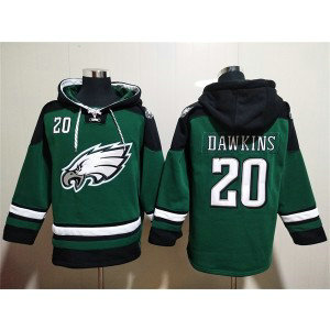 NFL Eagles 20 Brian Dawkins Green Lace-Up Pullover Hoodie