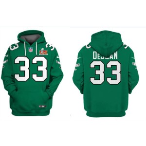 NFL Eagles 33 Cooper DeJean Green 2025 Super Bowl LIX Patch Pullover Hoodie