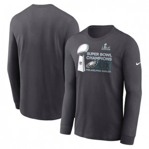 NFL Eagles Anthracite 2025 Super Bowl LIX Champions Locker Room Trophy Long Sleeve T-Shirt