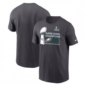 NFL Eagles Anthracite 2025 Super Bowl LIX Champions Locker Room Trophy T-Shirt