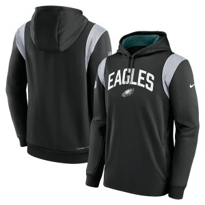 NFL Eagles Black Sideline Stack Performance Pullover Hoodie