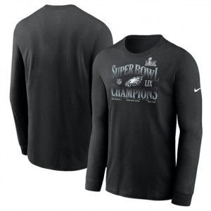 NFL Eagles Black Super Bowl LIX Champions 90's Retro Long Sleeve T-Shirt