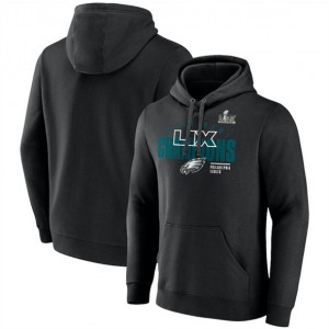 NFL Eagles Black Super Bowl LIX Champions Iconic Victory Fleece Pullover Hoodie