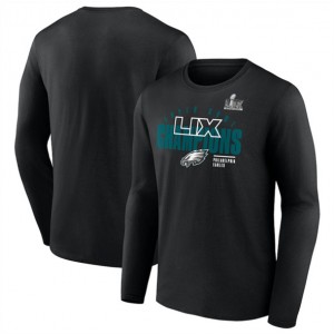 NFL Eagles Black Super Bowl LIX Champions Legacy Iconic Victory Long Sleeve T-Shirt