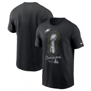 NFL Eagles Black Super Bowl LIX Champions Lombardi Trophy T-Shirt