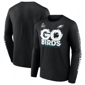 NFL Eagles Black Super Bowl LIX Champions On Top Go Birds Long Sleeve T-Shirt