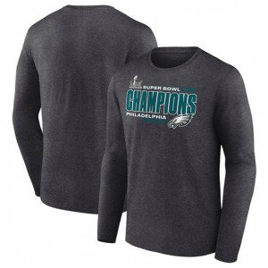 NFL Eagles Heather Charcoal Super Bowl LIX Champions Big & Tall Under The Lights Long Sleeve T-Shirt