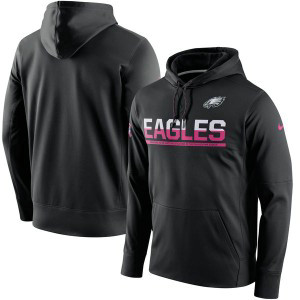 NFL Eagles Nike Breast Cancer Awareness Circuit Performance Black Pullover Hoodie