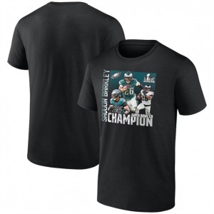 NFL Eagles Saquon Barkley Black 2025 Super Bowl LIX Champions T-Shirt
