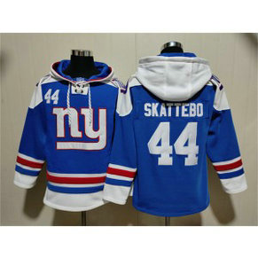 NFL Giants 44 Cam Skattebo Blue Ageless Must-Have Lace-Up Pullover Hoodie