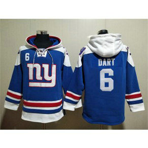 NFL Giants 6 Jaxson Dart Blue Ageless Must-Have Lace-Up Pullover Hoodie