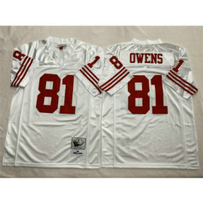 NFL Giants 81 Terrell Owens White Throwback Men Jersey