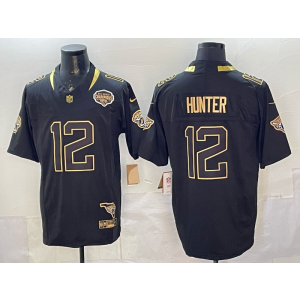 NFL Jacksonville Jaguars 12 Travis Hunter Black Gold F.U.S.E. Vapor Limited Men Jersey