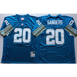 NFL Lions 20 Barry Sanders Blue M&N Throwback Men Jersey