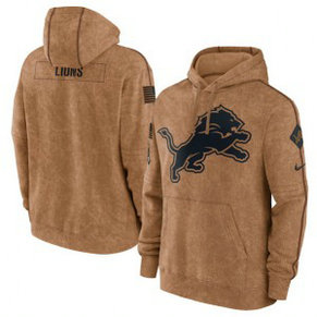 NFL Lions 2023 Brown Salute to Service Pullover Hoodie
