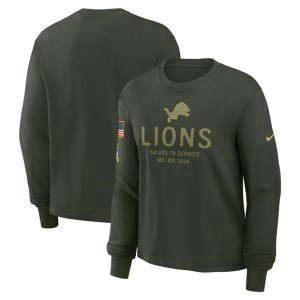 NFL Lions Dark Green 2025 Salute to Service Sideline Dri-FIT Long Sleeve T-Shirt