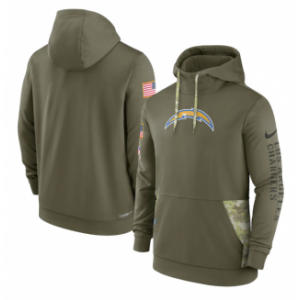 NFL Los Angeles Chargers 2022 Olive Salute to Service Therma Performance Pullover Hoodie