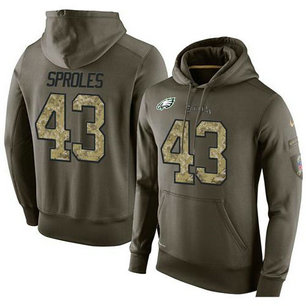 NFL Men's Nike Philadelphia Eagles #43 Darren Sproles Stitched Green Olive Salute To Service KO Performance Hoodie