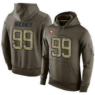 NFL Men's Nike San Francisco 49ers #99 DeForest Buckner Stitched Green Olive Salute To Service KO Performance Hoodie NFL Men's Nike San Francisco 49ers #99 DeForest Buckner Stitched Green Olive Salute To Service KO Performance Hoodie