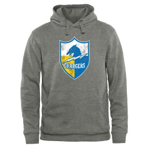 NFL Men San Diego Chargers Pro Line Ash Throwback Logo Pullover Hoodie