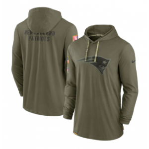 NFL New England Patriots 2022 Olive Salute to Service Tonal Pullover Hoodie