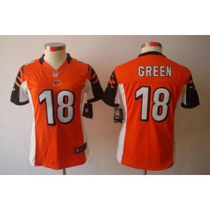 NFL Nike Bengals 18 A.J. Green Orange Women's Limited Jersey