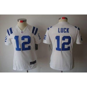 NFL Nike Colts 12 Andrew Luck White Women's Limited Jersey
