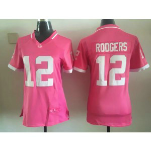 NFL Nike Green Bay Packers 12 Aaron Rodgers Pink Women Jersey