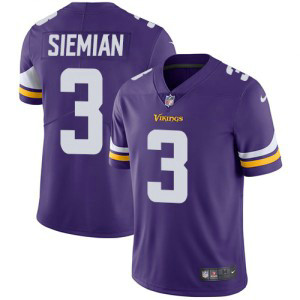 NFL Nike Minnesota Vikings 3 Trevor Siemian Purple Vapor Untouchable Limited Men Jersey