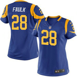 NFL Nike Rams 28 Marshall Faulk Royal Blue Women Jersey NFL Nike Rams 28 Marshall Faulk Royal Blue Women Jersey