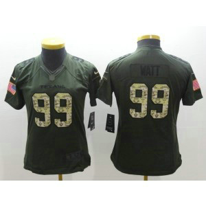 NFL Nike Texans 99 J.J. Watt Olive Green Salute To Service Women Jersey