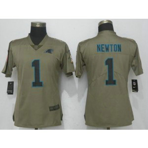 NFL Panthers 1 Cam Newton Olive 2017 Salute To Service Limited Women Jersey