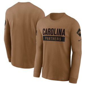 NFL Panthers 2023 Brown Salute To Service Long Sleeve T-Shirt