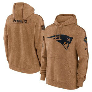 NFL Patriots 2023 Brown Salute to Service Pullover Hoodie
