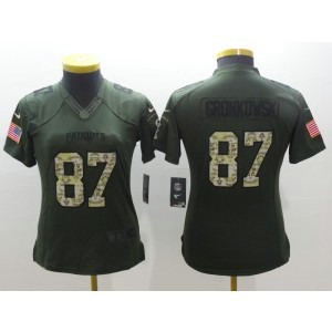 NFL Patriots 87 Rob Gronkowski Green Salute to Service Nike Women Jersey