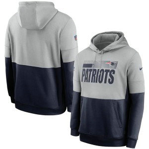 NFL Patriots Grey_Navy Sideline Impact Lockup Performance Pullover Hoodie