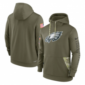 NFL Philadelphia Eagles 2022 Olive Salute to Service Therma Performance Pullover Hoodie