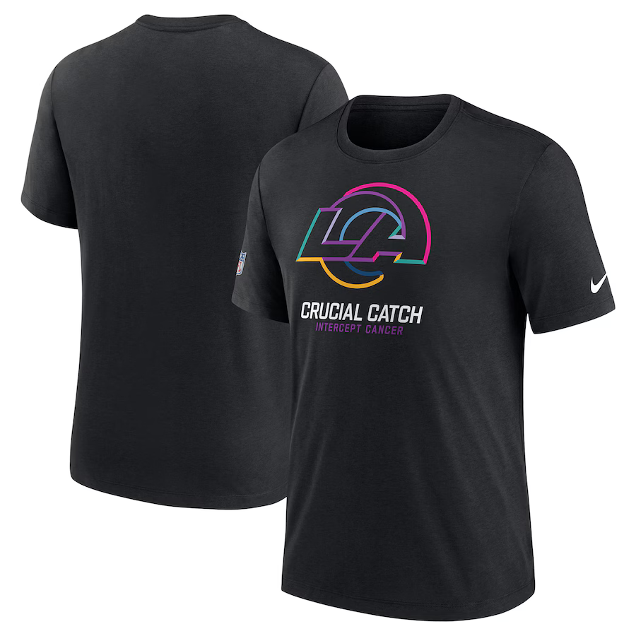 NFL Rams Charcoal 2024 Crucial Catch Performance T-Shirt