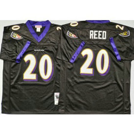 NFL Ravens 20 Ed Reed Black M&N Throwback Men Jersey