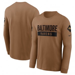 NFL Ravens 2023 Brown Salute To Service Long Sleeve T-Shirt