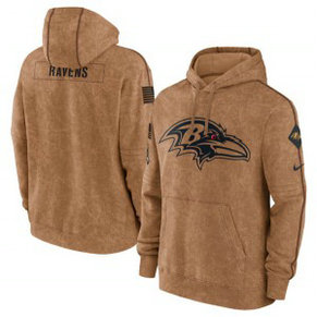 NFL Ravens 2023 Brown Salute to Service Pullover Hoodie