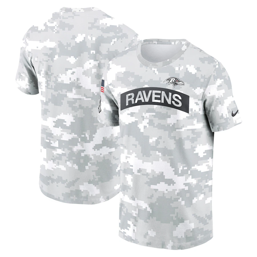 NFL Ravens 2024 White Grey Salute To Service t shirt