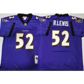 NFL Ravens 52 Ray Lewis Purple M&N Throwback Men Jersey