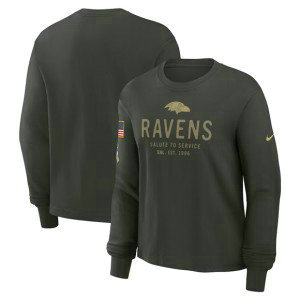 NFL Ravens Dark Green 2025 Salute to Service Sideline Dri-FIT Long Sleeve T-Shirt
