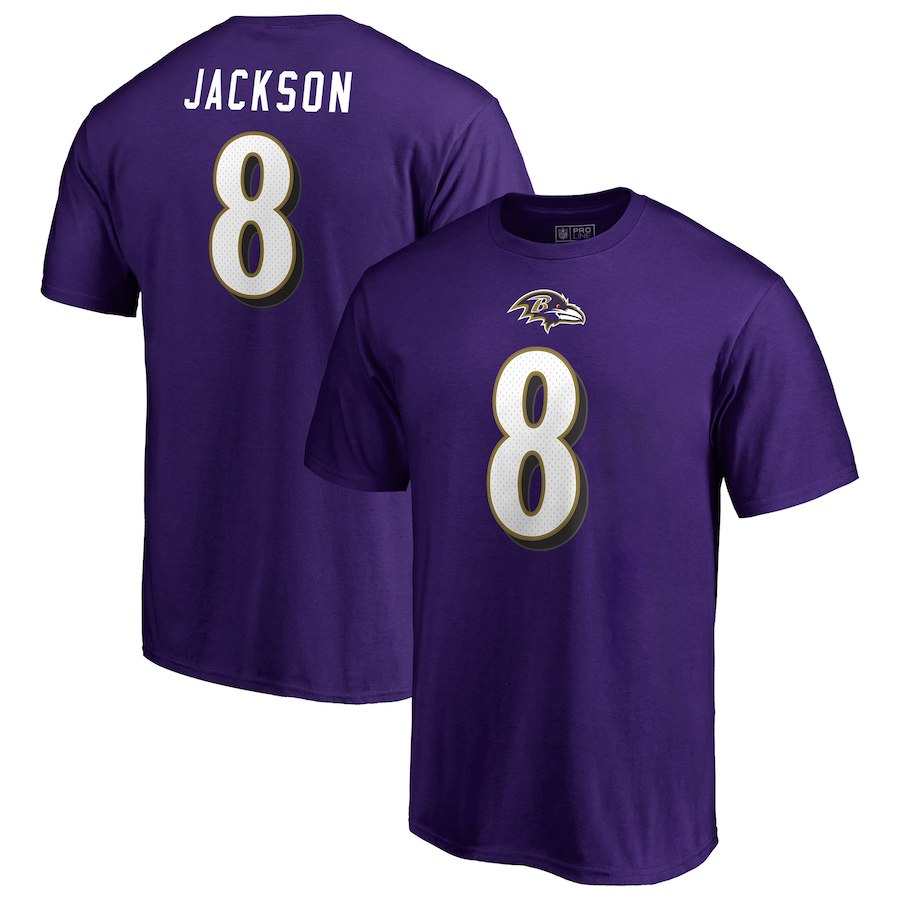 NFL Ravens T-Shirt #8 jackson purple